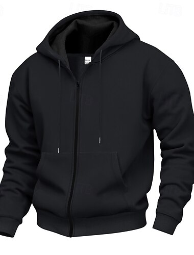 Herren Reißverschluss Kapuzensweatshirt Kapuzensweatshirt Vollreißverschluss-Kapuzensweatshirt Schwarz Marineblau Khaki Hellgrau Mit Kapuze Einfach Reißverschluss Tasche Sport & Outdoor Lässig Täglich