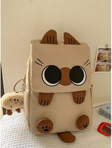  süßer, wasserdichter Rucksack mit Katzenohren für Mädchen – kawaii Schultasche mit Plüsch-Schlüsselanhänger für Teenager, Studenten und den täglichen Gebrauch