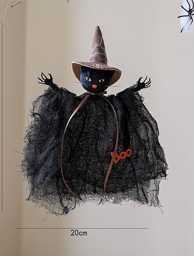  1 stk. Halloween-heksepynt med gresskar, spøkelse og nettingdekor - skummel hjemsøkt husfest hengende dekorasjon for hjem, hage eller kontor