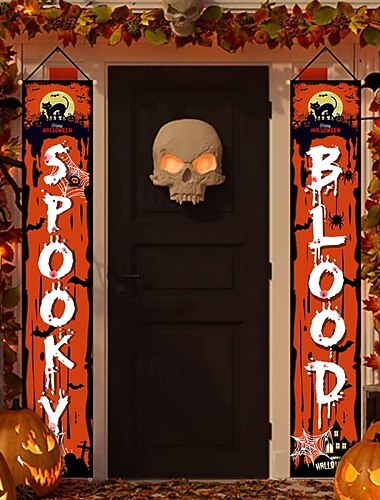  halloween fanflagga utomhusflagga för utomhus halloween trädgårdsstaket hängande läskig pumpabanderoll flagga bordsdekor höstrumsdekor estetisk halloween födelsedagsfestdekor