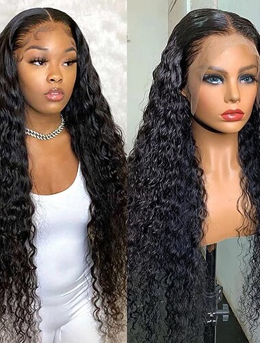  ナチュラルカラー 13*6 フロントレース 人毛ウィッグ 水波 人毛 150% 密度 14-28 インチ
