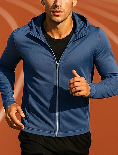  Hombre Chaqueta para correr Chaqueta para exteriores Full Zip Manga Larga Abrigos Deportivo Protección Solar Transpirable Secado rápido Ligero Tenis Golf Corriendo Ropa de deporte Ropa de Deporte