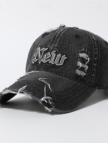  Herren Baseballkappe Sonnenhut Trucker-Kappe Schwarz Blau Jeans Bestickt Zerrissen Mode Lässig Straße Täglich Buchstabe Verstellbar Sonnenschutz Atmungsaktiv