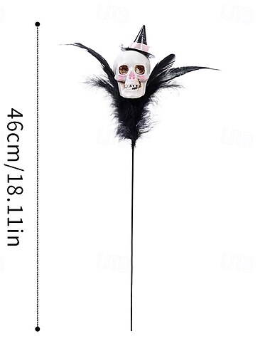  1 mazzo di fiori finti di Halloween con piume, zucche e teschi, fiori artificiali spaventosi per feste e decorazioni per la casa