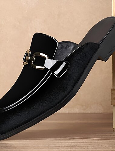  Rote Slipper für Herren mit dekorativer Schnalle – auffälliges Samt-Finish, bequem und stilvoll für Partys, Abende und elegante Freizeitlooks