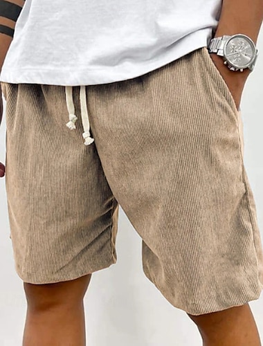  Homme Shorts Shorts d'été Short décontracté Short en velours côtelé Avec Poches Cordon de serrage Taille Élastique Uni Confort Respirant Court Extérieur Vacances Sport Occasionnel Noir Vert Claire