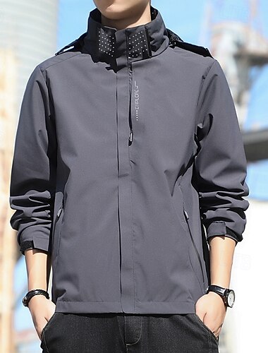  Herren Windjacke Wanderjacke Regenmantel Außen Wasserdicht Winddicht Wanderoutfits Wanderbekleidung Frühling Herbst Oberteil Camping / Wandern / Höhlenforschung Laufen Schwarz Blau Dunkelblau