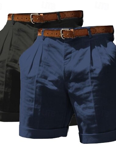  Herren Shorts Leinenshorts Schicke Shorts Sommershorts Strandshorts Tasche Elastischer Bund Gerader Schnitt Einfach Komfort Atmungsaktiv Knielang Geschäft Lässig Täglich Mode Klassicher Stil Wei