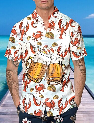  Oktoberfest Bier Prost Hawaiihemden Aloha-Hemd Bayerisch München Deutsch Grafik Für Herren Erwachsene Karneval Oktoberfestbier 3D-Druck Urlaub Party