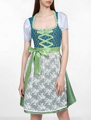  Karneval Oktoberfestbier Kostüm Kleid Dienstmädchen Bayerisch Wiesn Damen Party Bier Festival Stoff im traditionellen Stil