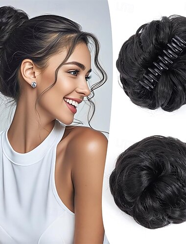  Chignon spettinato, fermaglio per capelli ondulato, fermaglio per capelli spettinato, chignon finti sintetici, extension per capelli morbidi, chignon per capelli da donna, uso quotidiano