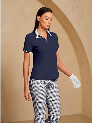  Femmes T-shirt POLO bleu marine Rose rouge Manche Courte Chemise Vêtements de golf pour femmes, tenues, vêtements