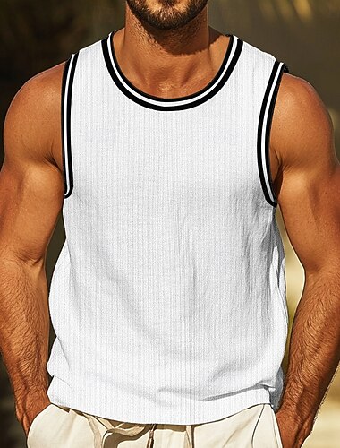  Herren T Shirt Muskelshirt Kurzarm V Ausschnitt Sommer Einfach Texture Mode Klassisch Lässig Rein Straße Lässig Sport Schwarz Weiß Rote Top T-Shirt für Herren