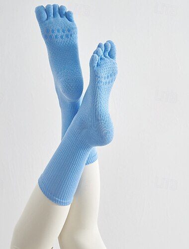  Mujer Calcetines de suelo Dispensador antideslizante Cinco dedos del pie antiolor Antifricción absorbente del sudor por Pilates Danza Aptitud física