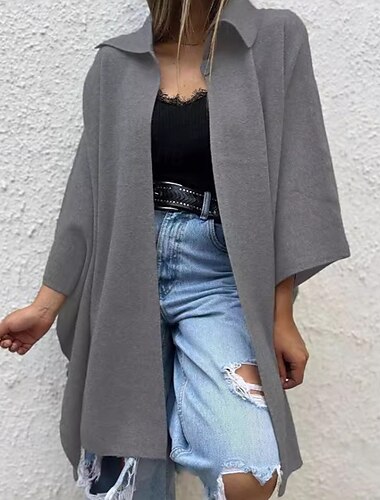  Damen Trenchcoat Bequem Unregelmäßiger Saum Mode Modern Einfach Outdoor Urlaub Einreihig Lang Umlegekragen Normale Passform Langarm Oberbekleidung Rosenrot Aprikose Grau Herbst Winter