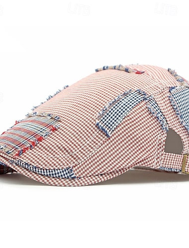  Herren Schiebermütze Ascot-Hut Zeitungsjungenmütze Rote Grün Baumwolle Patchwork Mode Lässig Straße Täglich Karomuster Verstellbar Sonnenschutz Atmungsaktiv