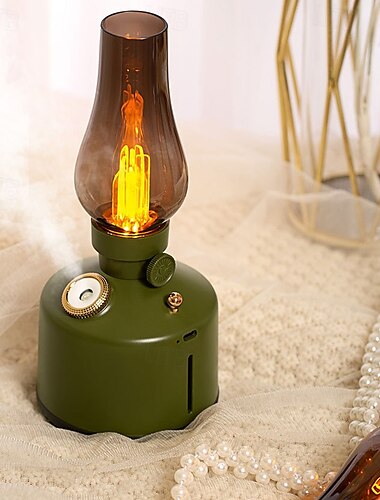  1 Stück Vintage-Luftbefeuchter mit Petroleumlampe, 260 ml Fassungsvermögen, leiser Luftbefeuchter mit 2 Nebeleinstellungen, stufenlosem Dimmen, Nachtlicht für das Schlafzimmer zu Hause