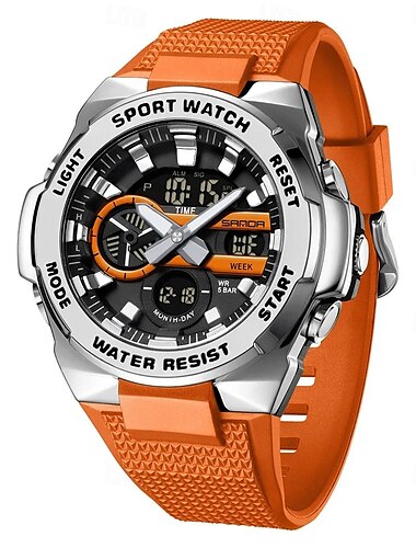 SANDA Herren Digitaluhr Außenbereich Sport Taktisch Armbanduhr leuchtend Stopuhr Wecker Kalender Silikon Beobachten