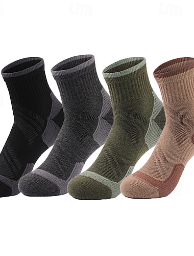  1 par Homens Mulheres meias de lã merino Meias de Trilha Meias de Corrida Térmico / Quente Respirável Anti-bolha Grossa Inverno Ao ar livre tripulação de um quarto Retalhos Lã merino Preto Marron