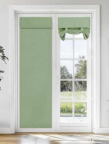  Ranskalaisen oven verho ilman porausta teippi yläosassa pimennysverho kynäpleatti valoa suodattavat toiminnalliset verhot toimistoon ja kotiin 26X68inch (66X173CM)