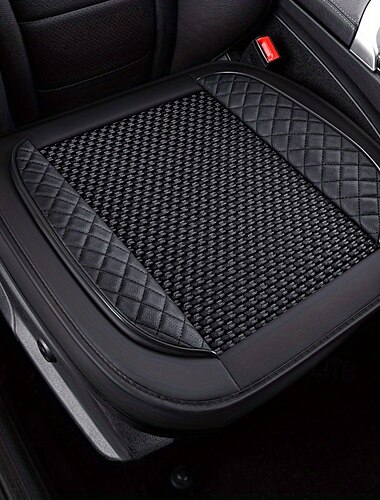 Luxus-Autositzbezug - schwarzes gestepptes Eisseidenkissen mit Rautenmuster, atmungsaktiv &Rutschfestes Design für Sommerkomfort, langlebige Auto-Innenausstattung, Sitzbezüge fürs Auto