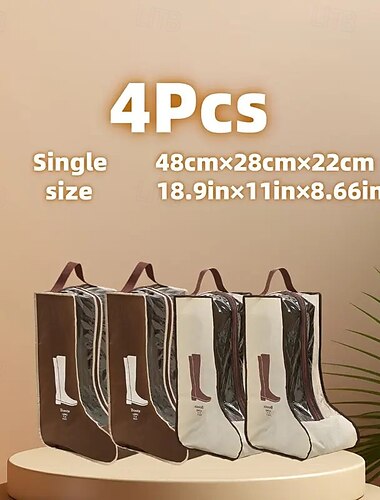  4er-Pack wiederverwendbare Aufbewahrungstaschen für hohe Stiefel, staubdichter hängender Schuh-Organizer für High-Top-Sneaker
