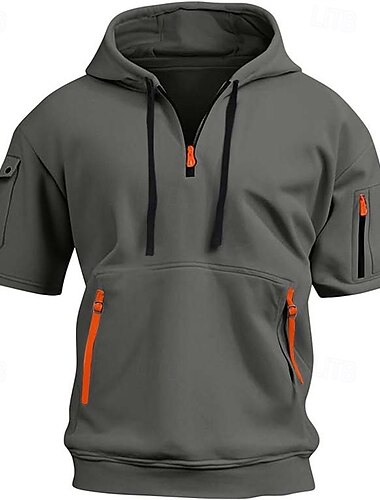  Herren Kapuzensweatshirt Viertelreißverschluss Kapuzensweatshirt Schwarz Weiß Wein Marineblau Blau Mit Kapuze Einfach Tasche Viertel Postleitzahl Sport & Outdoor Täglich Ferien Polyester Streetwear