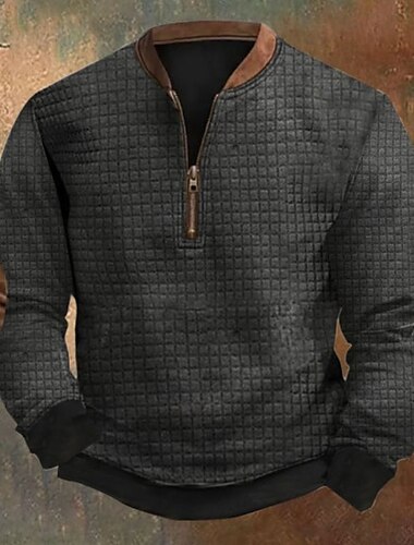  Herr Tröja Kvartströja med dragkedja Svart Halv dragkedja Slät Halv dragkedja Sport & Utomhus Dagligen Helgdag Polyester Vintage Streetwear Ledigt Höst vinter Kläder Pull Tröjor