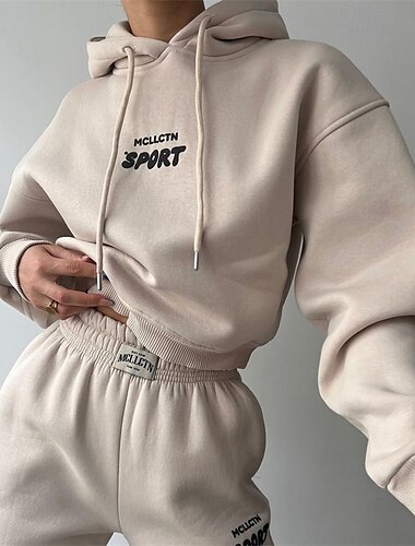  Damen Trainingsanzug Jogginghose Athleisure Herbst Langarm Winddicht Fitnessstudio Training Sport Sportbekleidung Sportkleidung Schwarz Blau Aprikose