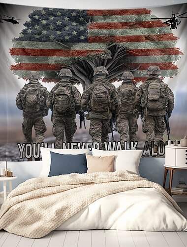  4. Juli hängendes Wandteppich Lebensbaum patriotischer Unabhängigkeitstag Wandkunst große Wandmalerei Dekor Fotohintergrund Zuhause Schlafzimmer Wohnzimmer Dekoration