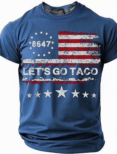  Amerikanischer Unabhängigkeitstag Herren Lass uns Taco gehen T Shirt Kurzarm T-Shirt 3D-Druck Rundhalsausschnitt Rundhals Hemd Mode Täglich Basic Straße Lässig Täglich Schwarz Blau Grün Sommer