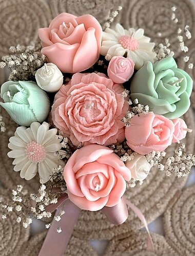  5 piezas de peonía, margarita, tulipán y rosa &Molde de silicona con forma de capullo de flor: San Valentín, Acción de Gracias, Navidad, Halloween, Pascua, regalo, vela DIY &molde de jabón para novia