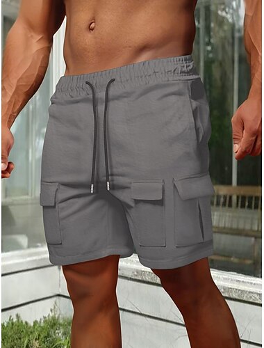  Herr Taktiska shorts Cargo-shorts Shorts Bermudashorts Casual shorts Snörning Flera fickor Rakt ben Slät Andningsfunktion Knelängd Utomhus Ledigt Mode Streetwear Svart Grön Microelastisk