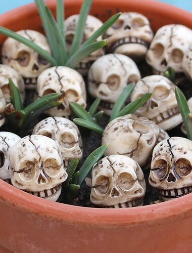  Halloween-minikallopäät maljakon täyttöön, hymyilevät hartsikuorrutteiset aavekallot miniatyyripuutarhaan, aavemainen halloween-istutusastian koriste terraarioihin ja ruukkuihin