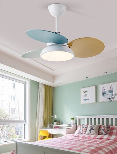  Deckenventilator aus Metall im nordischen Stil, LED-Deckenleuchte für Kinderzimmer
