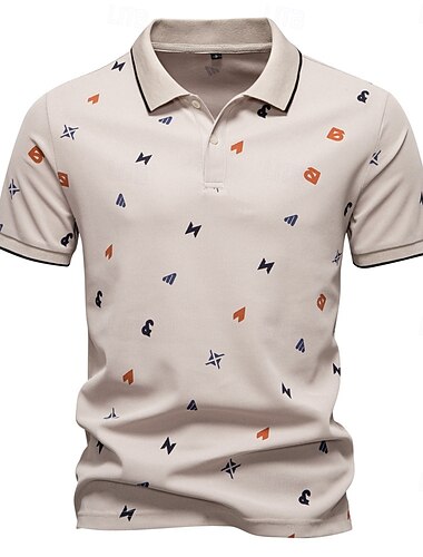  Männlich Abstrakt Kurzarm Polokragen Modern Sport & Outdoor Lässig Athleisure Sommer Weiß Grün Khaki