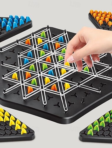  kettingdriehoek schaakspel, geometrisch schaakspel, bordspellen voor een familieavond, familiespellen voor kinderen en volwassenen, 2 tot 4 spelers