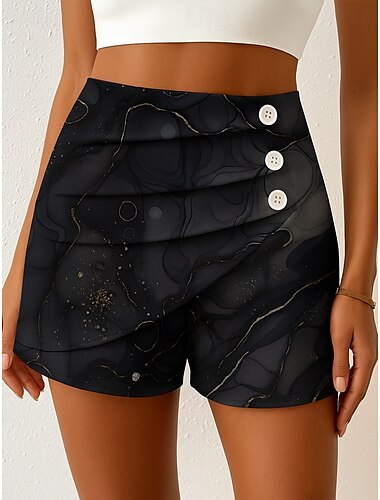  Damen Chinos Shorts Elegant Urlaub Vintage Kurz Hohe Taille Grafik Abstrakt Geschichtet Mikroelastisch Outdoor Straße Täglich Gold Schwarz Blau Sommer Frühling