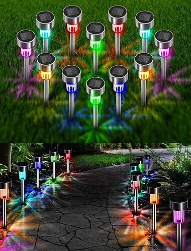  10/20 luci solari a LED per esterni in acciaio inossidabile con interruttore automatico che cambia colore, adatte per giardino, vialetto, prato, decorazioni per esterni di Natale e Halloween, luci