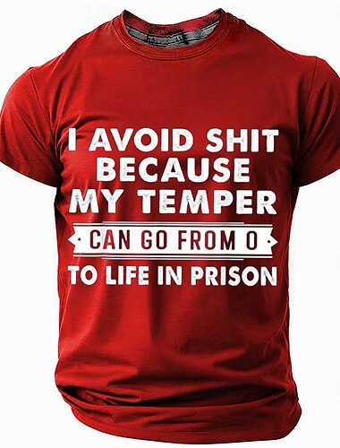 Herren Lustiger Slang T Shirt Kurzarm T-Shirt 3D-Druck Rundhalsausschnitt Rundhals Hemd Mode Täglich Basic Straße Lässig Täglich Schwarz Rote Blau Sommer Frühling Ganzjahres Bekleidung S M L XL XXL