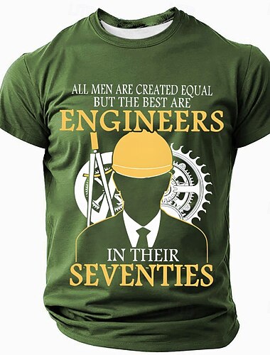  Herren Ingenieur Lustiger Slang T Shirt Kurzarm T-Shirt 3D-Druck Rundhalsausschnitt Hemd Mode Täglich Basic Straße Lässig Täglich Schwarz Blau Grün Sommer Frühling Ganzjahres Bekleidung S M L XL XXL