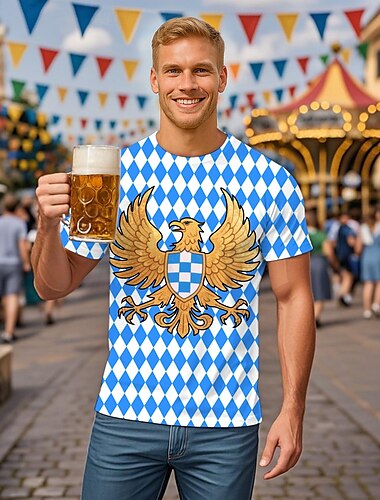  Oktoberfest Eagle T-skjorte Lederhosen T-skjorte Match Bayersk München Tysk Graphic Til Herre Voksne Karneval Oktoberfest øl 3D-utskrift Fest