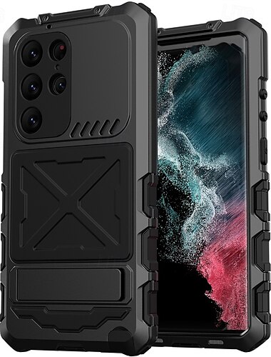  電話 ケース 用途 サムスンのギャラクシー S24 Ultra Plus S23 Ultra バックカバー 磁気吸着ケース スタンド付き ワイヤレス充電をサポート 耐衝撃 レトロ風 幾何学模様 メタル シリコーン