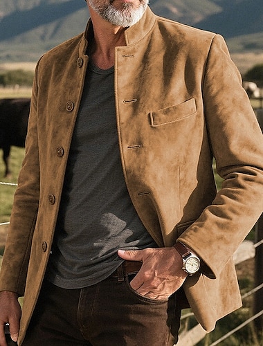  Herren Freizeitjacke Imitat-Lederjacke Urlaub Täglich Tasche Frühling Herbst Einfach Mode Klassisch Stehkragen Regulär Hellkaki Schwarz Marineblau Khaki Armeegrün Jacken