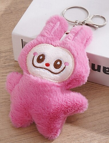  Charming Lafufu Schlüsselanhänger Plüschpuppe Anhänger hängender Schlüsselring Kartengeschenk für Frau Mann Deko Taschencharme Geldbeutel-Talismane Schlüsselornament Ring