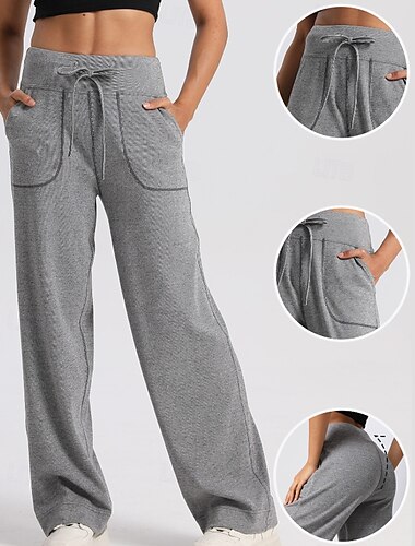 Damen Jogginghose Trainingshosen Gerade geschnittene Hose Spitze Tasche Unterteile Outdoor Sport & Outdoor Trainieren Winddicht Feuchtigkeitsableitend Pilates Laufen Yoga Normale Passform