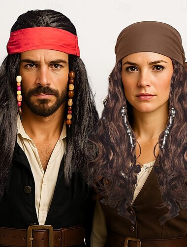  braune Piratenperücke Cosplay-Partyperücken Halloweenperücken