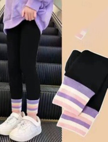  Kinder Mädchen Leggings Einfarbig Streetwear Outdoor 4-12 Jahre Herbst Schwarz Hellgrau Grau