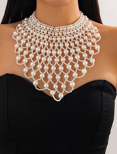  Collier de Perles Perle Femmes Élégant Artistique Luxe Perles Mariage Gouttes Colliers Tendance Pour Mariage Soirée Bal de promo