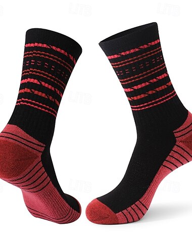  1 Paar Damen Merino Wollsocken Laufsocken Sportsocken Thermo Warm Atmungsaktiv Anti Blasen Schweißableitend Sommer Outdoor Mid Crew Patchwork Wolle Violett Schwarz Weiß zum Laufen